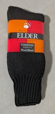 Elder Authentic Everywhere Thermal Wool Blend Socks Men's Size 10-13 Black NWT